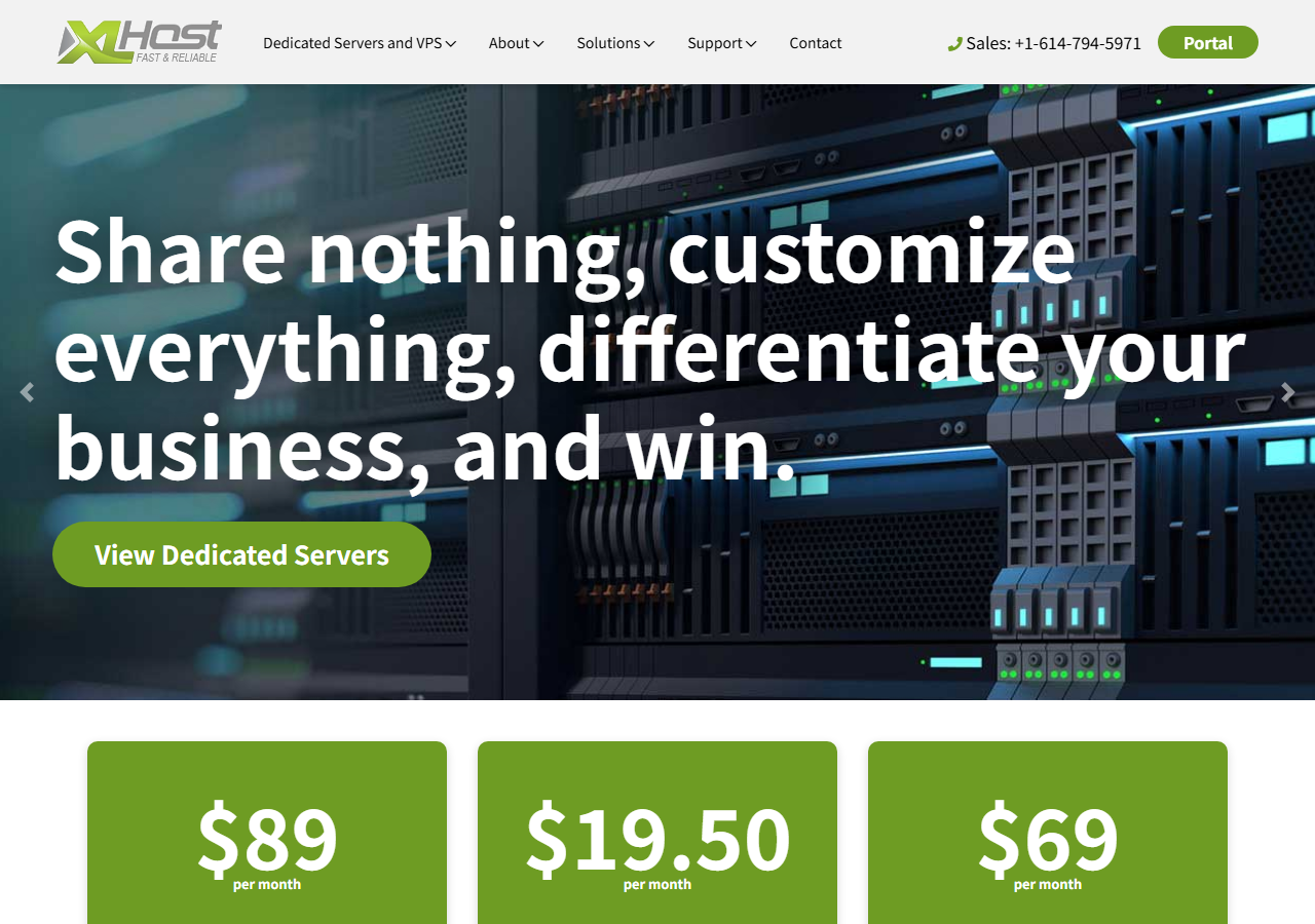 XLHost official website homepage